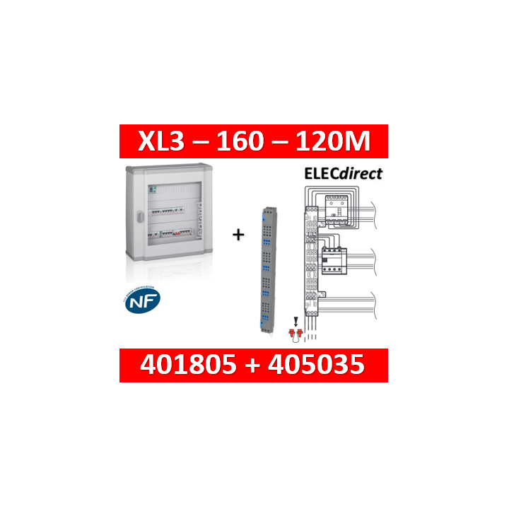 Legrand - Coffret 120 modules - 5 rangées de 24M + peigne vertical tétra 4P - XL3 160 - 401805+405035