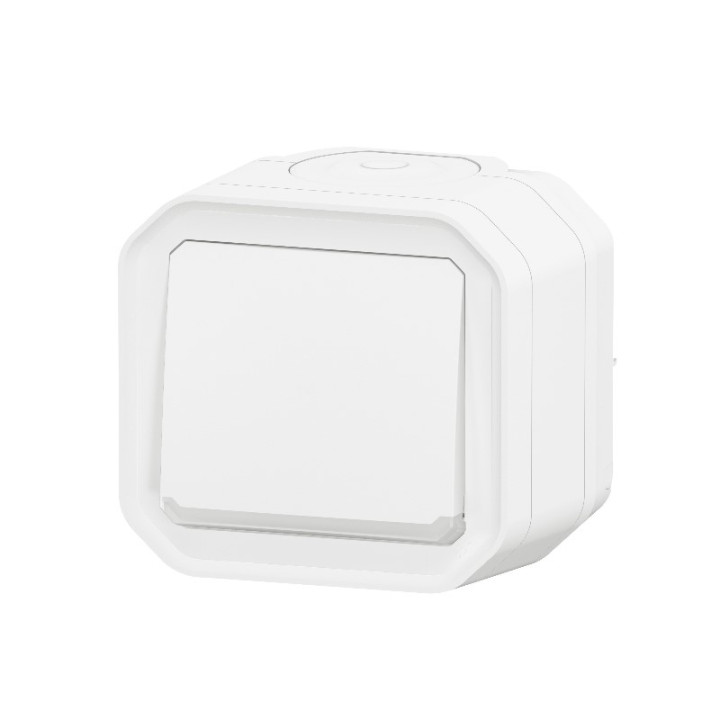 Legrand Plexo - Poussoir NO+NF lumineux - 10A - 250V - saillie - étanche - IP55/IK08 - Blanc - Réf : 069616L+069689L