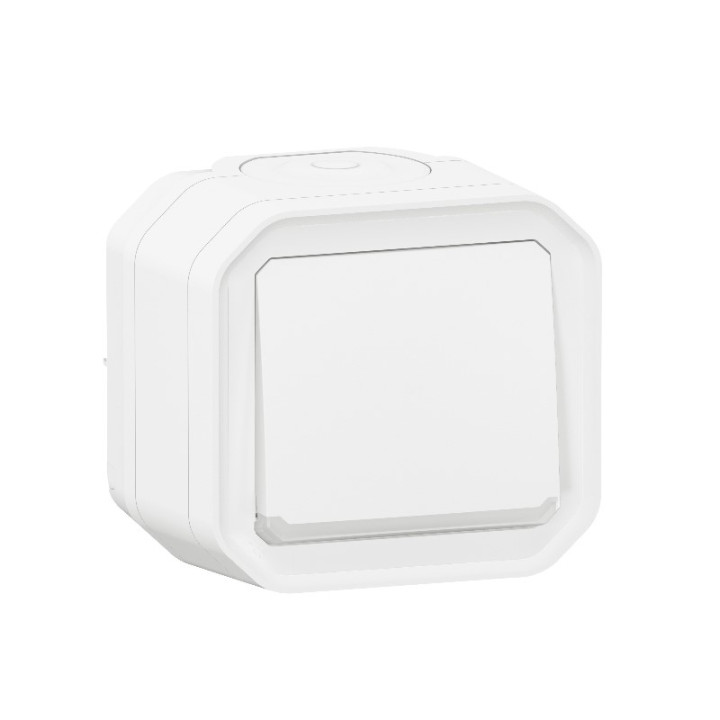 Legrand Plexo - Poussoir NO+NF lumineux - 10A - 250V - saillie - étanche - IP55/IK08 - Blanc - Réf : 069616L+069689L