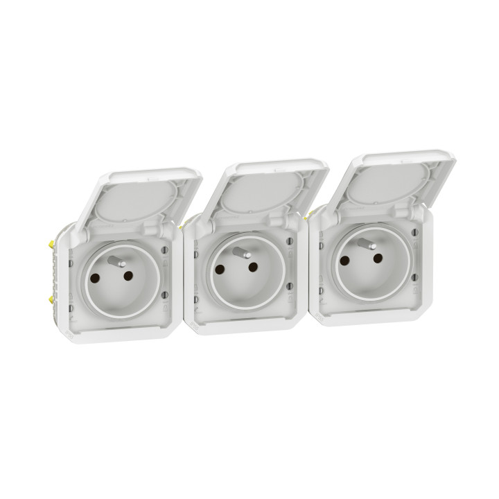 Legrand Plexo - Triple prise 2P+T - 16A - 230V - composable - précâblée - horizontale - IP55/IK07 - Réf : 069644L