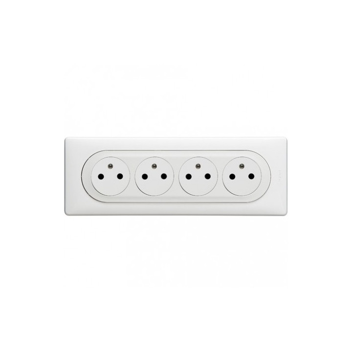 Legrand - Céliane 2024 - Quadruple prise de courant - Blanc - COMPLET - Réf : 080253 + CM0114 + CB0114 + CP0011