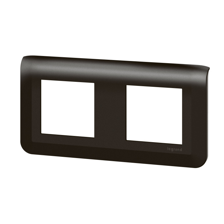 Legrand - Plaque de finition Mosaic 2 poste - 2x2 modules - Horizontale - Noir mat - Réf : 079044L