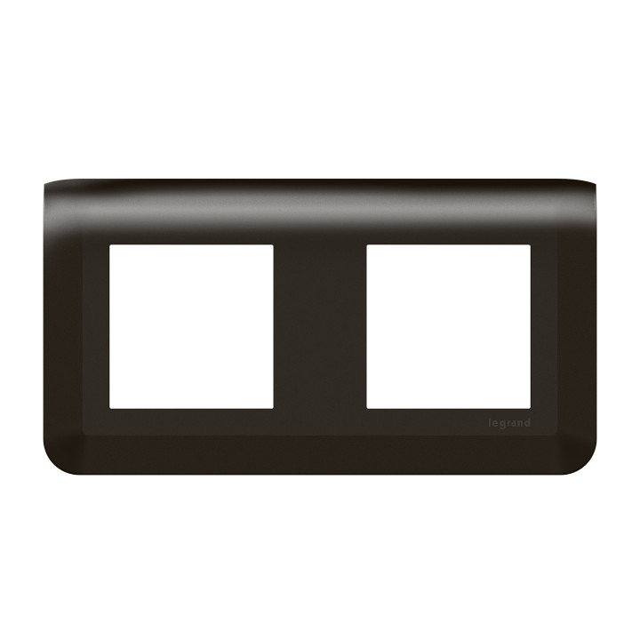 Legrand - Plaque de finition Mosaic 2 poste - 2x2 modules - Horizontale - Noir mat - Réf : 079044L