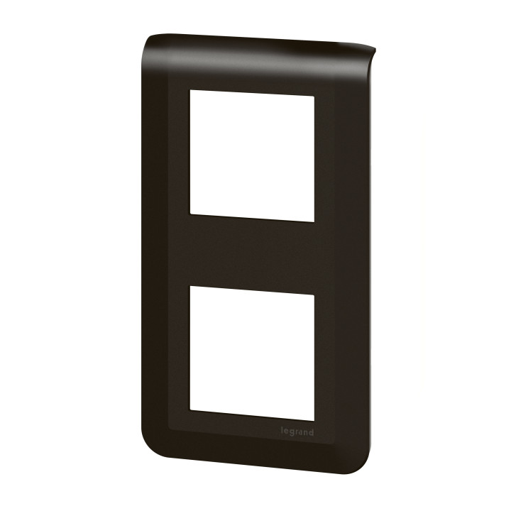 Legrand - Plaque de finition Mosaic 2 poste - 2x2 modules - Verticale - Noir mat - Réf : 079062L