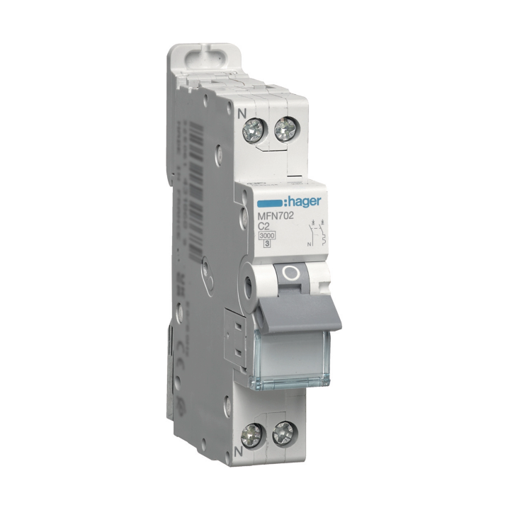 DISJONCTEUR HAGER - 1P+N - 2A - VIS/VIS - Réf : MFN702