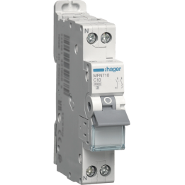 DISJONCTEUR HAGER  - 1P+N - 10A - VIS/VIS - Réf : MFN710