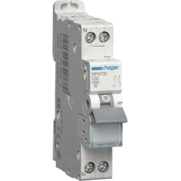DISJONCTEUR HAGER - 1P+N - 32A - VIS/VIS - Réf : MFN732