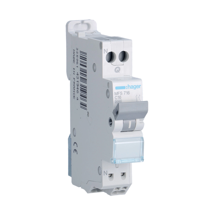 HAGER - DISJONCTEUR - 1P+N - 16A - C - AUTO - Réf : MFS716