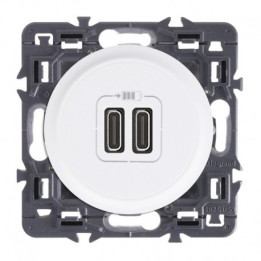 Legrand - Céliane 2024 - Double prise chargeur USB - Type C - Blanc - SANS PLAQUE - 1 poste - Réf : CX0154