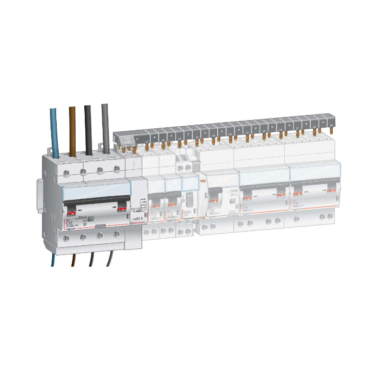 LEGRAND - dif. DX3-ID 4P 25A - 30mA - AC + Module 4P + Peigne 13M + Disj. 4P 10A - 411660+406301+405201+406908