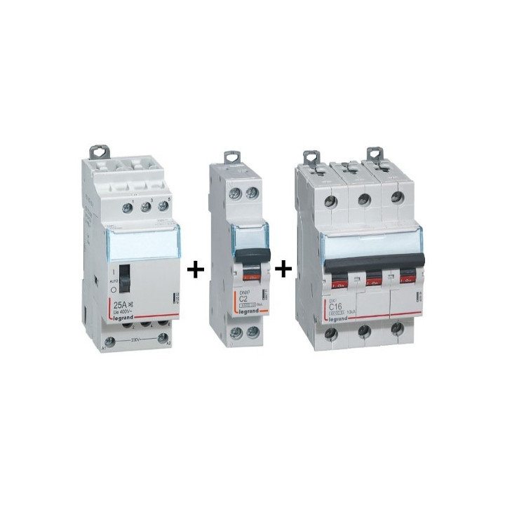 Legrand - LOT  - Contacteur CX3 J/N heures creuses + dpn 2A DNX3 + 3P+N 16A DNX3 - 412502+406771+407829