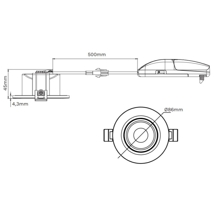 Electra - Spot LED Ø68 Dimmable alu - orientable - 6W - IP65 - BBC - Angle 60° - 2700/3000/4000/5000°K - Réf : 302687+302769