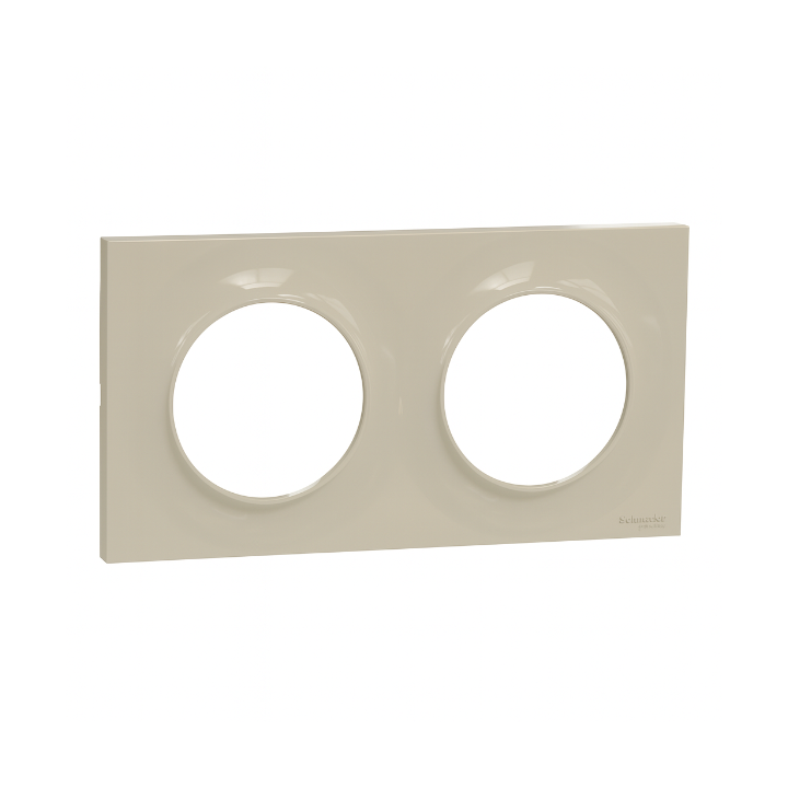 Schneider - Odace - Styl - Plaque 2 postes - entraxe 71mm - Sable - Réf : S520704B1