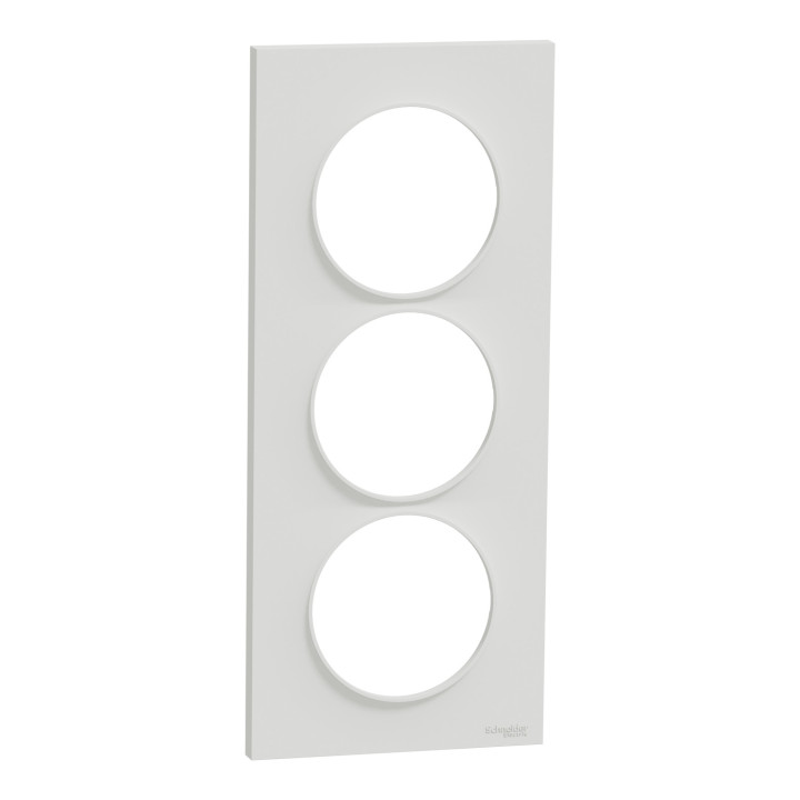 Schneider - Odace - Styl - Plaque 3 postes - entraxe 57 mm - Blanc - Réf : S520716