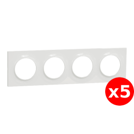 Schneider - Odace - Styl - LOT - Plaque 4 postes - entraxe 71 mm - Réf : S520708x5
