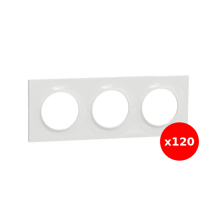 Schneider - Odace - Styl - LOT - Plaque 3 postes - entraxe 71 mm - Réf : S520706x120