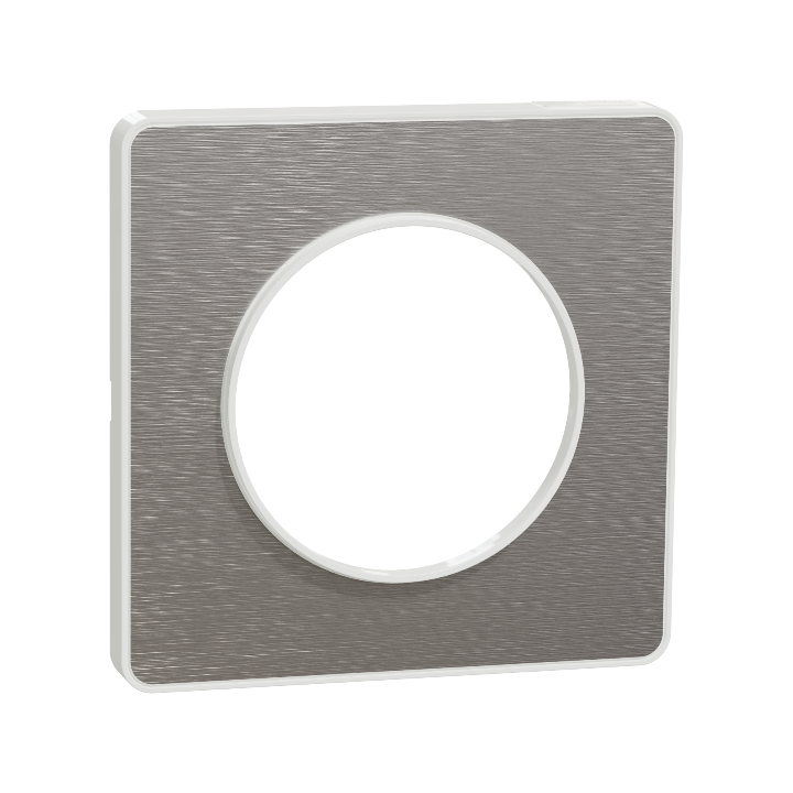 Schneider - Odace - Touch - Plaque 1 poste - ALU brossé avec liseré blanc - Réf : S520802J