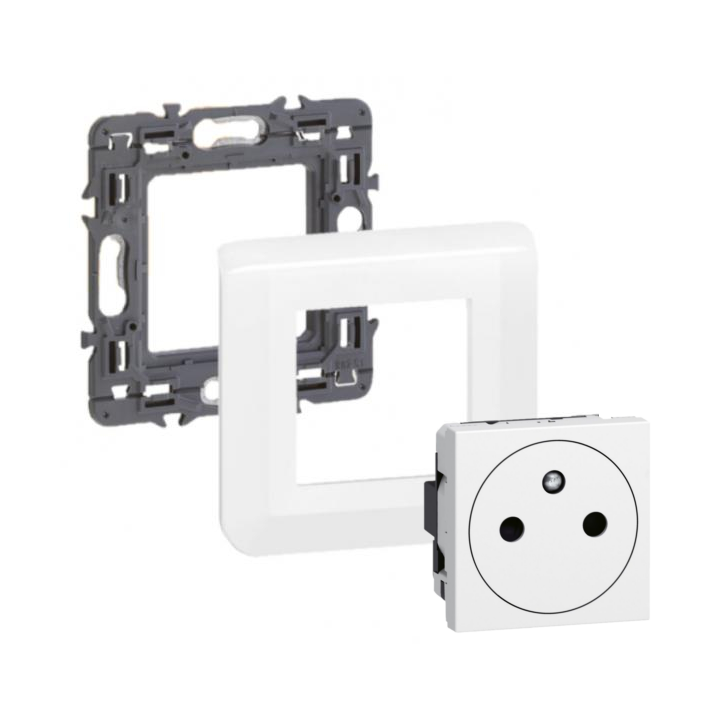 Legrand - Mosaic - Prise de Courant complète - 1 poste (2M) - 16A - 250V - 080251+277802L+278111L