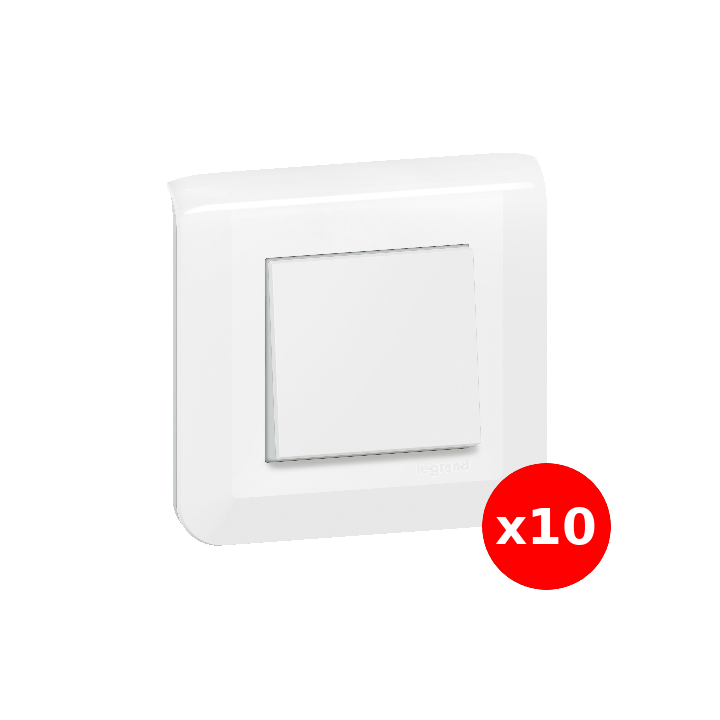 Legrand Mosaic - LOT x 10 Va-et-Vient complet - 1 poste (2M) - 10A - 230V - EU - Réf : 080251+277802L+278011L
