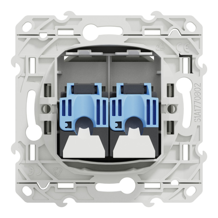Schneider Odace - Double Prise RJ45 blanc - Cat.6 UTP - Réf : S520485