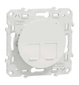 Schneider Odace - Double Prise RJ45 blanc - Cat.6 UTP - Réf : S520485
