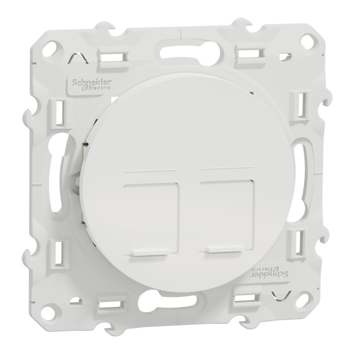 Schneider Odace - Double Prise RJ45 blanc - Cat.6 UTP - Réf : S520485