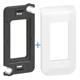 Legrand Mosaic - Plaque 1 module - 1 poste + support - Réf : 078801L+080250
