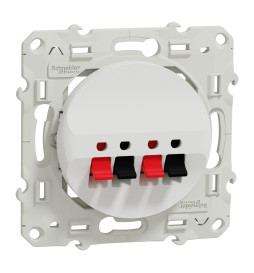 Schneider Odace - Prise haut-parleur 2 sorties - Blanc - Réf : S520488