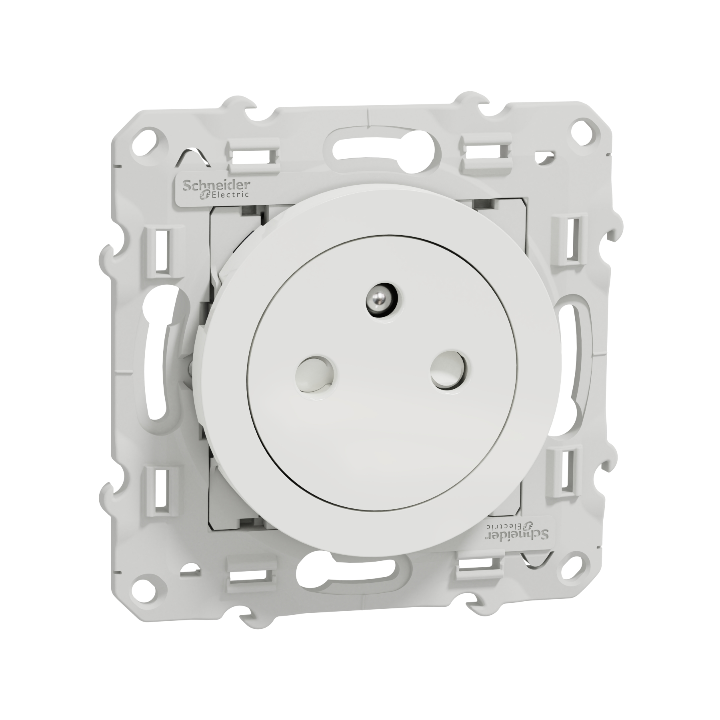Schneider - Prise de courant Odace affleurante - Blanc - 2P+T - 16A - 250V - Bornes auto - Réf : S520052