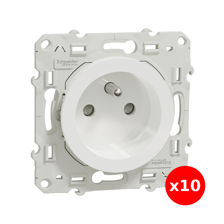 Schneider Odace - LOT - Prise de courant - 2P+T 16A - 250V - Réf : S520059x10