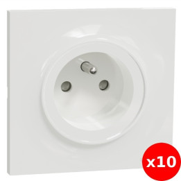 Schneider Odace - LOT de 10 prises 2P+T - 16A + plaque - complet - Réf : S520059 x10 + S520702 x10