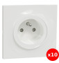 Schneider Odace - LOT de 10 prises 2P+T - 16A + plaque - complet - Réf : S520059 x10 + S520702 x10