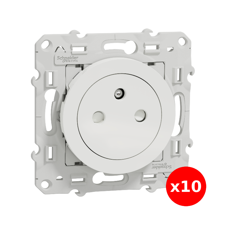 Schneider Electric - Prise 2P+T affleurante blanc - S520052 x 10