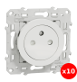 Schneider Electric - Prise 2P+T affleurante blanc - S520052 x 10