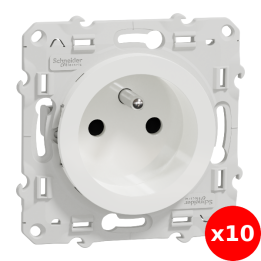 Schneider Odace - Prise de courant Rénovation - 2P+T 16A - 250V - S520049x10