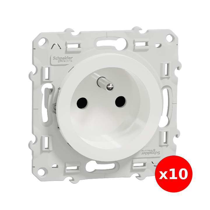 Schneider Odace - Prise de courant Rénovation - 2P+T 16A - 250V - S520049x10