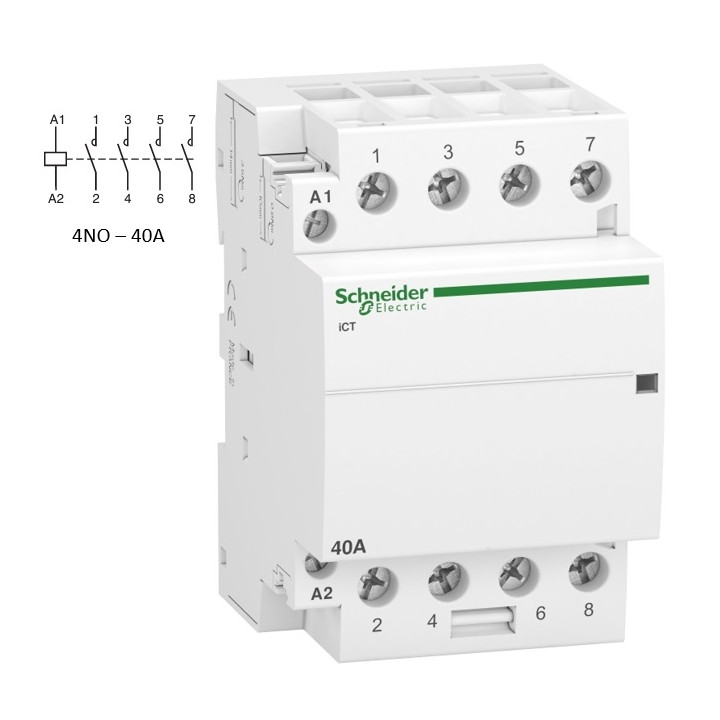 Schneider - Acti9 - Contacteur iCT - 40A - 4NO - 230/240V - 50Hz - Réf : A9C20844
