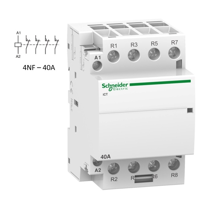 Schneider - Acti9 - Contacteur iCT - 40A - 4NF - 230/240V - 50Hz - Réf : A9C20847
