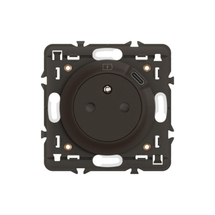 Legrand - Céliane 2024 - Prise surface avec prise USB type C - Noir - Avec support et enjoliveur - Réf : CN0140