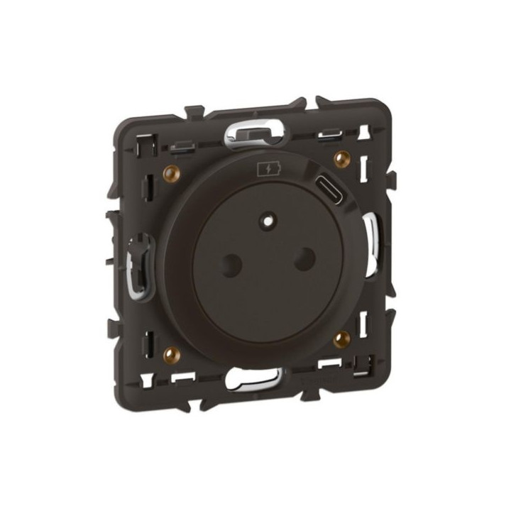 Legrand - Céliane 2024 - Prise surface avec prise USB type C - Noir - Avec support et enjoliveur - Réf : CN0140