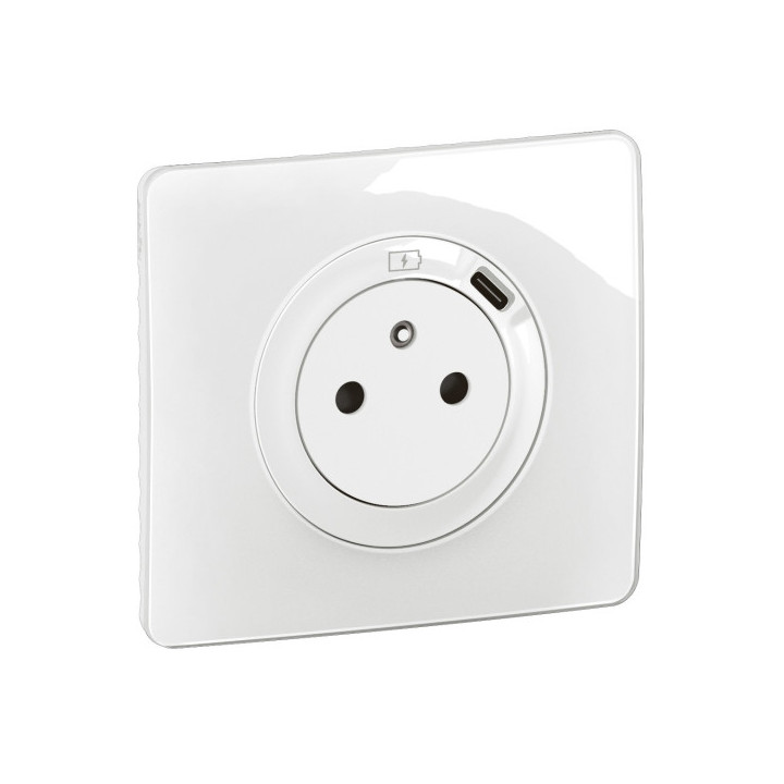 Legrand - Céliane 2024 - Prise surface avec prise USB type C - Blanc - Avec support et enjoliveur - COMPLET - Réf : CG0140