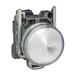 Schneider - Harmony XB4 - Voyant lumineux LED Ø22 - IP66 - blanc - 230V - vis étrier -  Réf : XB4BVM1