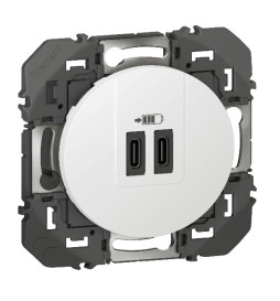 Legrand - Dooxie - Double chargeur USB Type-C - 3A - 15W - Blanc - Réf : 600345