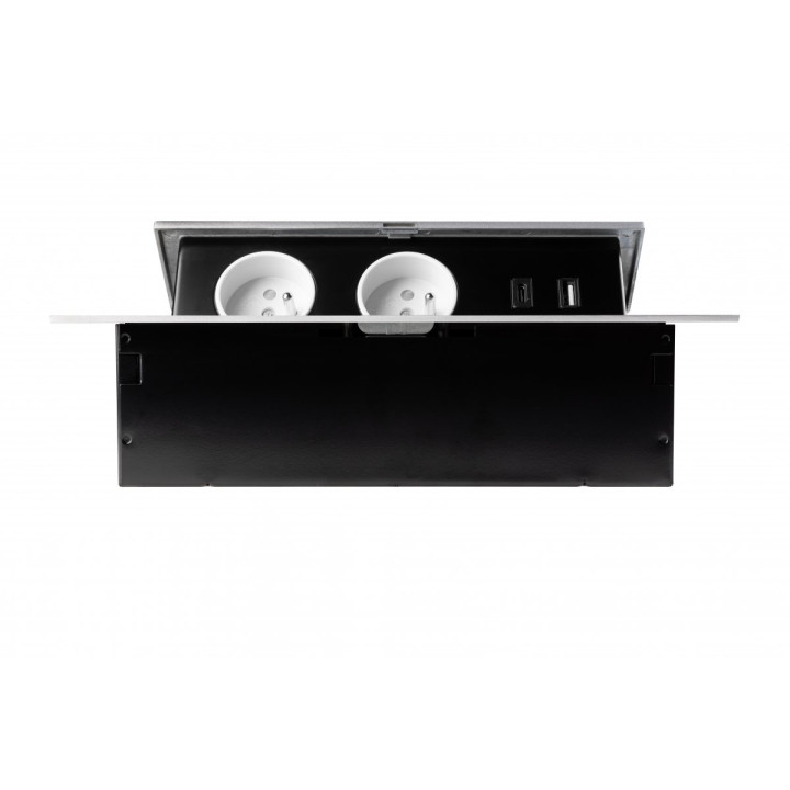 GTV Lighting - Multiprise encastrable rectangulaire - 2 x 2P+T + 1 x USB Type-A et C- Réf.: AE-PBU2GU-53N
