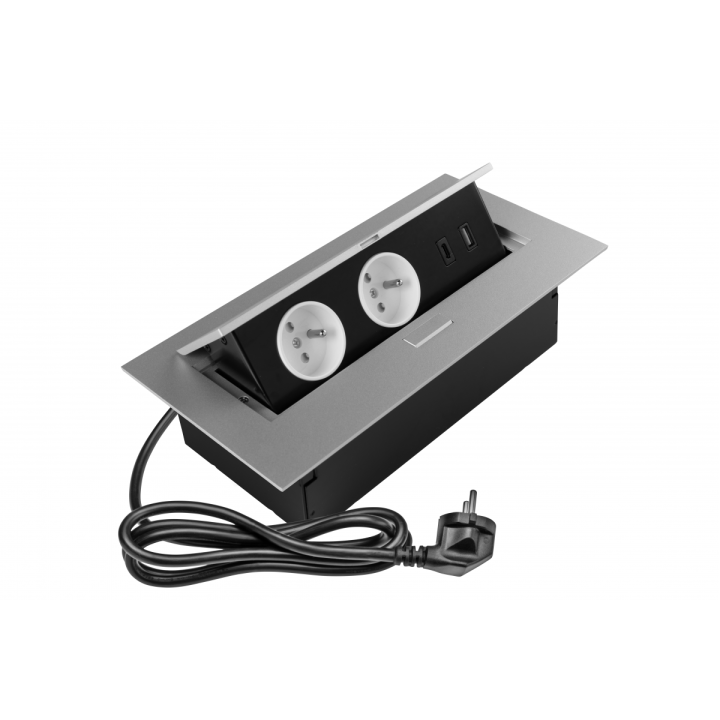 GTV Lighting - Multiprise encastrable rectangulaire - 2 x 2P+T + 1 x USB Type-A et C- Réf.: AE-PBU2GU-53N