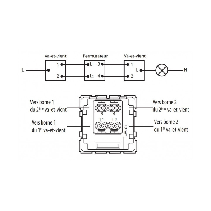 Schneider - Odace - Permutateur - 10A - Aluminium - Réf : S530205