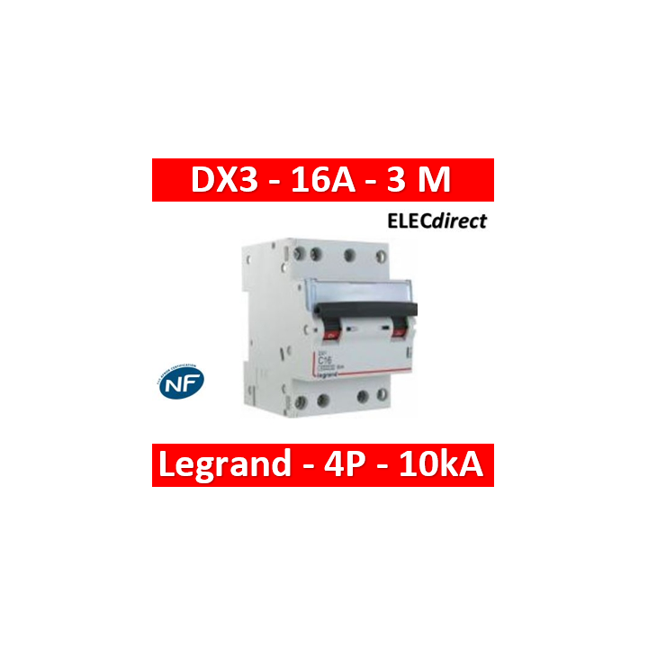 Legrand - Disjoncteur 4P DX3 16A - 10kA - courbe C - 407907