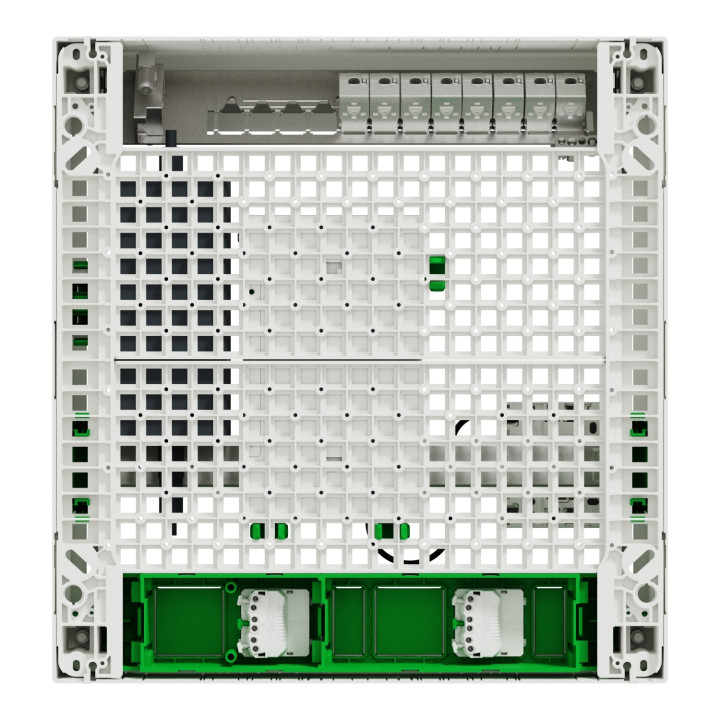 Schneider - Resi9 - Coffret VDI Box 18M2R  - Switch 9ports PoE - 2 prises - grade 3TV 8xRJ45 cat6a - Réf : R9H18402VDIXS
