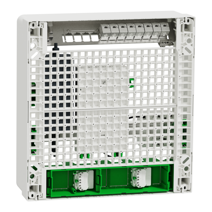 Schneider - Resi9 - Coffret VDI Box 18M2R  - Switch 9ports PoE - 2 prises - grade 3TV 8xRJ45 cat6a - Réf : R9H18402VDIXS