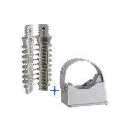 Schneider - Mureva FIX - Instalclip pour conduits Ø16 et Ø20 mm + cheville D.8 - Gris - ENN45020+ENN48934